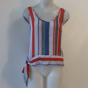 Womens Ramy Brook 100% Silk Gray, Multi Striped Tank Top S